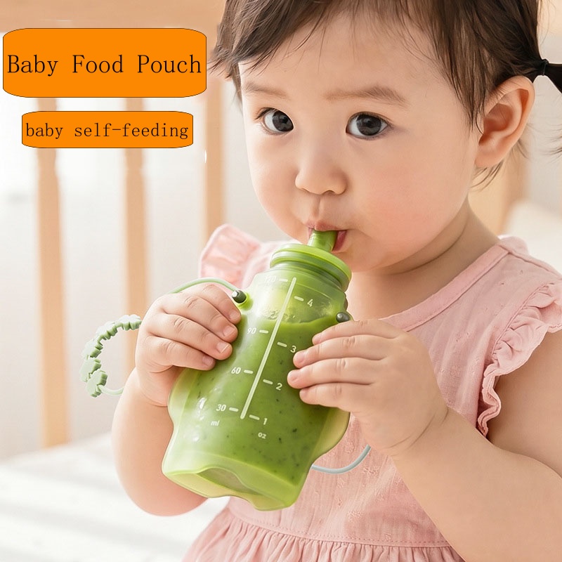Baby Food Pouches 1 Year Old - Kantong Makanan Silikon Bebas BPA, Dapat
