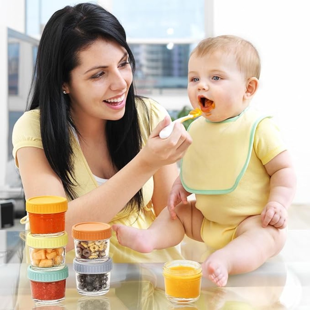 Baby Food Jars With Lids - 6 Buah Toples Makanan Bayi Kaca