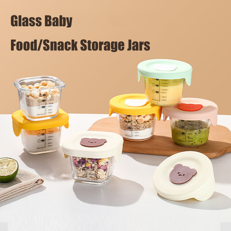 Baby Food Jars With Lids - Stoples penyimpanan makanan kaca bayi, mangkuk