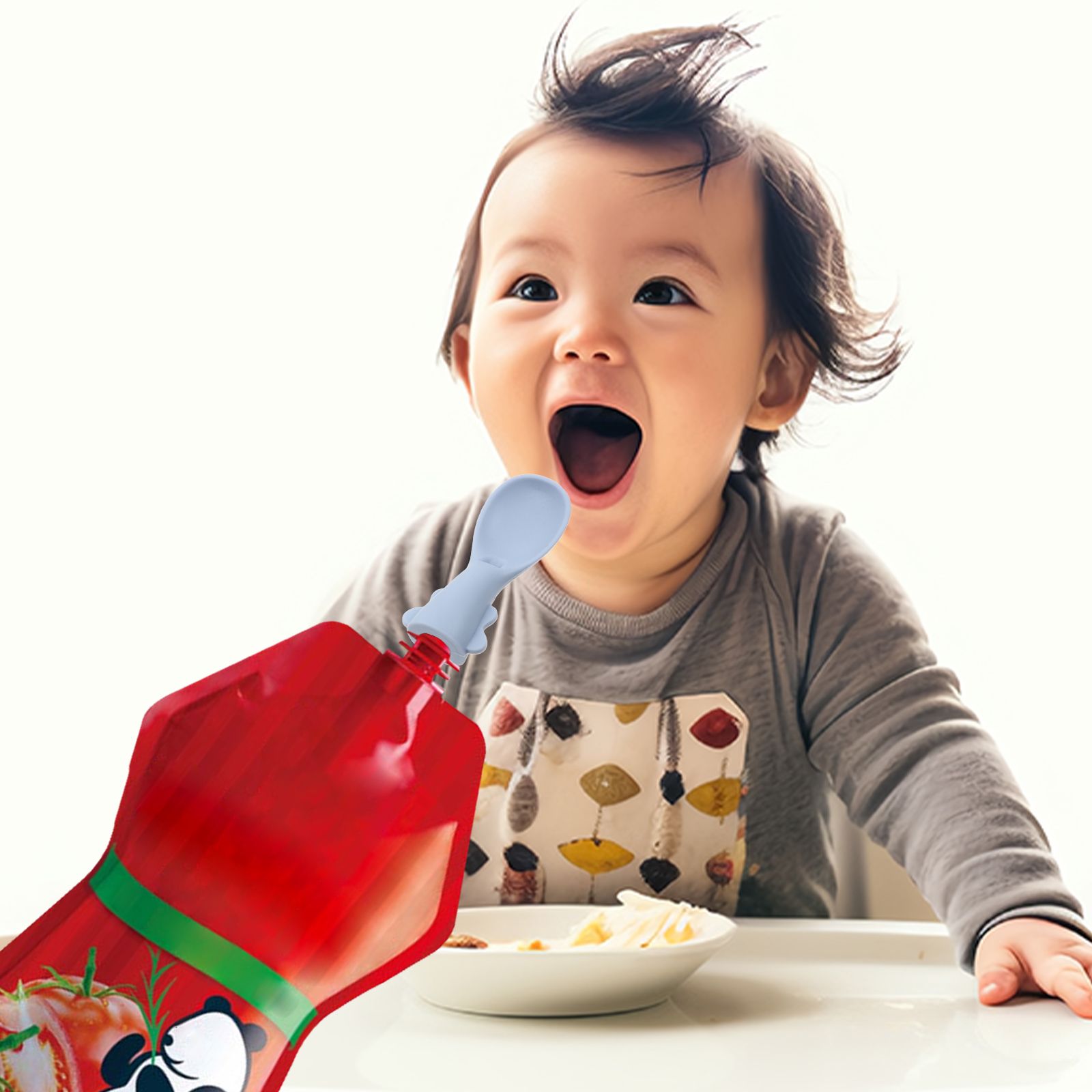 4 Buah Sendok Tas Bayi Set Sen - Baby Food Pouches 1 Year Old ulasan dan harga
