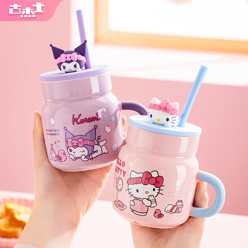 Sanrio 450Ml Mug Keramik Hello - Training Cup Straw ulasan dan harga