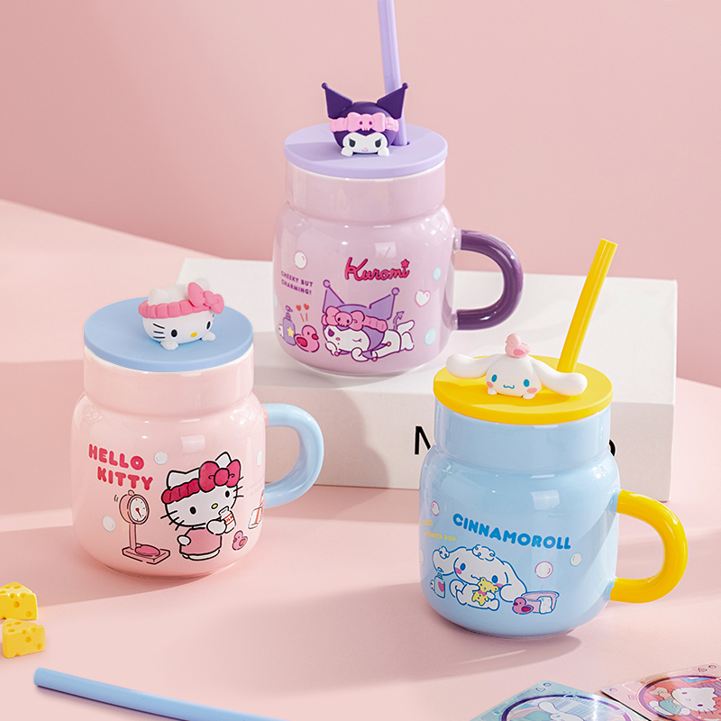 Sanrio 450Ml Mug Keramik Hello - Training Cup Straw ulasan dan harga