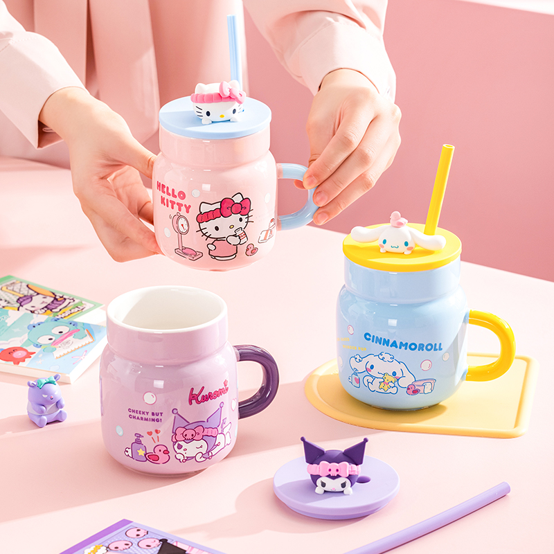 Sanrio 450Ml Mug Keramik Hello - Training Cup Straw ulasan dan harga
